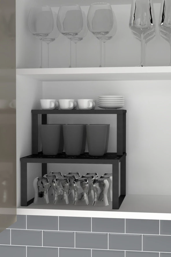 Metal Dolap Içi Raf Düzenleyici Büyük Boy Tezgah Üstü Düzenleyici Mutfak Metal Raf - 2