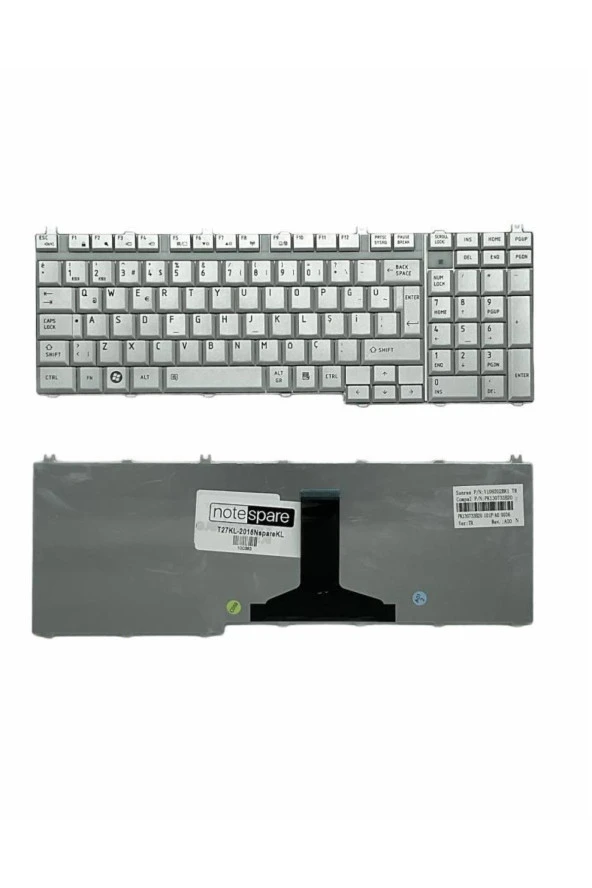 Toshiba Qosmio X500-161, X500-162, X500-167, X500-168 Uyumlu Notebook Klavye Gümüş Gri TR