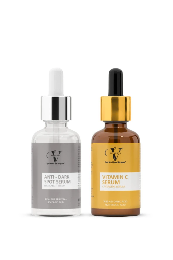 Vitanova Leke Karşıtı Cilt Tonu Eşitleyici Bakım Seti Leke Karşıtı Serum + Vitamin C Serum