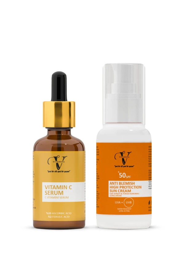 Vitanova 2 li Cilt Bakım Seti Vitamin C Serum + Güneş Kremi