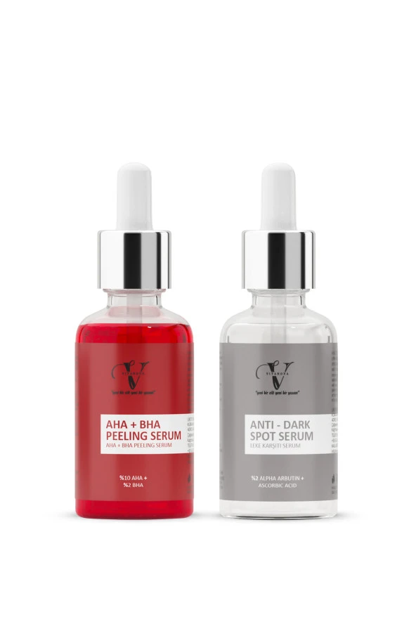Vitanova 2 li Bakım Seti AHA+BHA Peeling Serum + Leke Karşıtı Serum