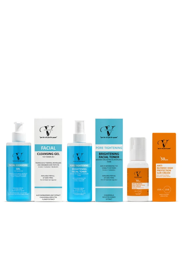 Vitanova Günlük Cilt Bakım Seti Yüz Temizleme Jeli + Tonik + Güneş Kremi - 2