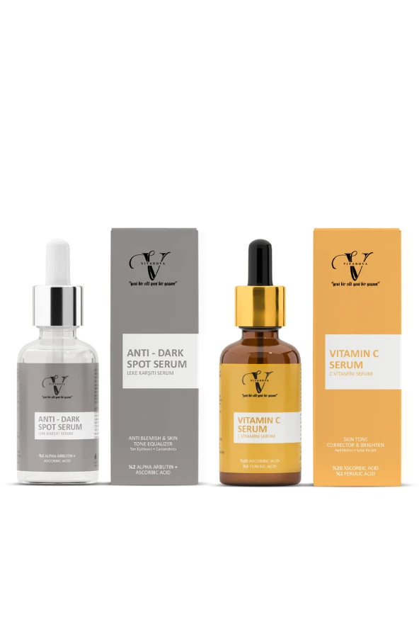Vitanova Leke Karşıtı Cilt Tonu Eşitleyici Bakım Seti Leke Karşıtı Serum + Vitamin C Serum - 2