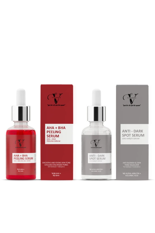 Vitanova 2 li Bakım Seti AHA+BHA Peeling Serum + Leke Karşıtı Serum - 2