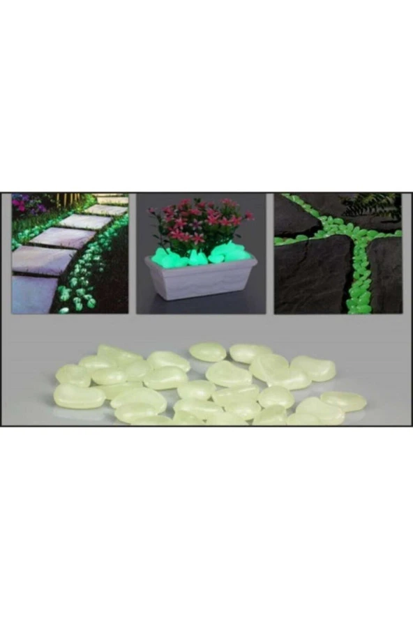 Fosforlu Parlayan Çakıl Taşları 1 Paket (25 ADET) Yeşil Renk