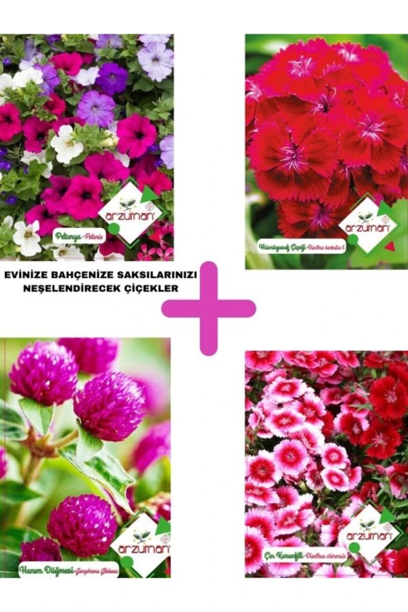 Arzuman Karışık Çiçek Tohumları 4 LÜ Paket 4 Çeşit çiçek tohumu a+kalitede