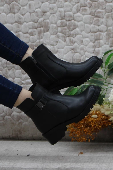 Mehmet Mete 32822 Siyah Orijinal Hakiki Deri İçi Kürklü Kaymaz Taban Kadın Bot - Resim 5