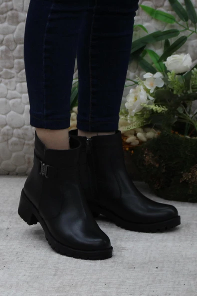 Mehmet Mete 32822 Siyah Orijinal Hakiki Deri İçi Kürklü Kaymaz Taban Kadın Bot - Resim 2