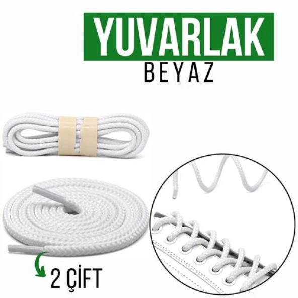 Yuvarlak Bağcık Seti 2 ÇİFT 120 CM BEYAZ 718245