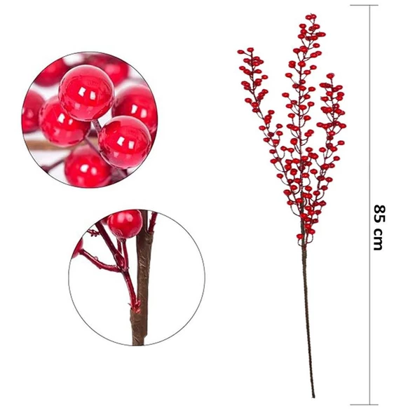 Yılbaşı Yeniyıl Dekorasyonu Kokina Yılbaşı Çiçeği Dal 85cm Yılbaşı Dekorasyonu Süsleri - 2