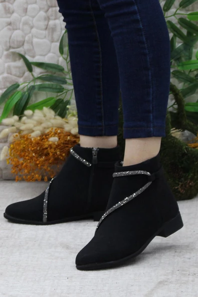Mehmet Mete 4278 Siyah Taşlı Sıcak Astar Kaymaz Taban Kadın Bot - Resim 3