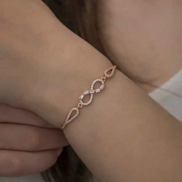 VGD Gümüş Rose Baget Taşlı Sonsuzluk Bileklik - 4