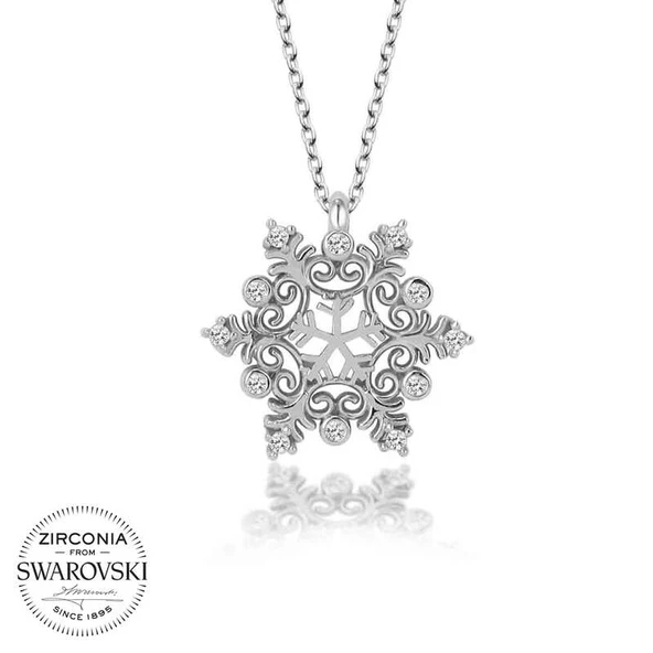 VGD Gumush Swarovski Taşlı Gümüş Kartanesi Bayan Kolye