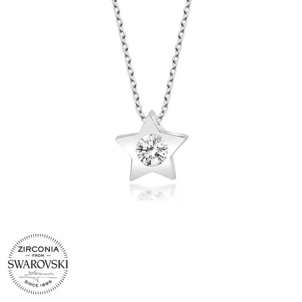 VGD Gumush Swarovski Taşlı Gümüş Yıldız Bayan Kolye