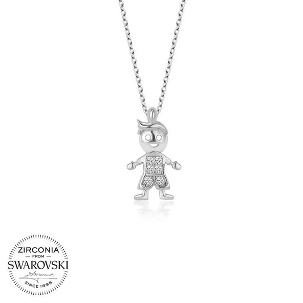 VGD Gumush Swarovski Taşlı Gümüş Çocuk Bayan Kolye