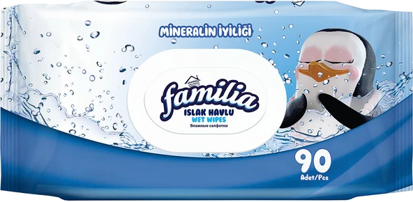 Familia Islak Havlu Mendil Mineralin İyiliği 90 Yaprak Plastik Kapaklı Tekli Pk