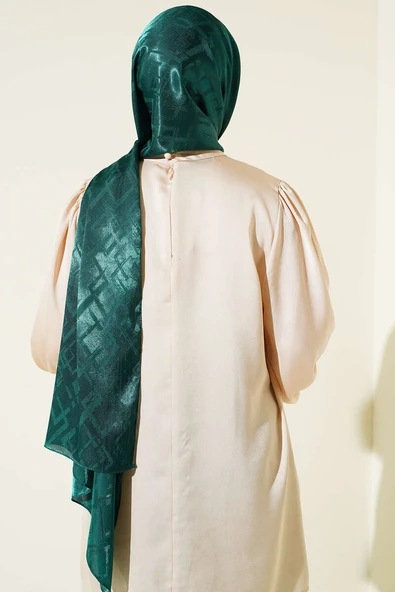 Geometri Desenli Jakar Şal Zümrüt - 78 - Resim 3