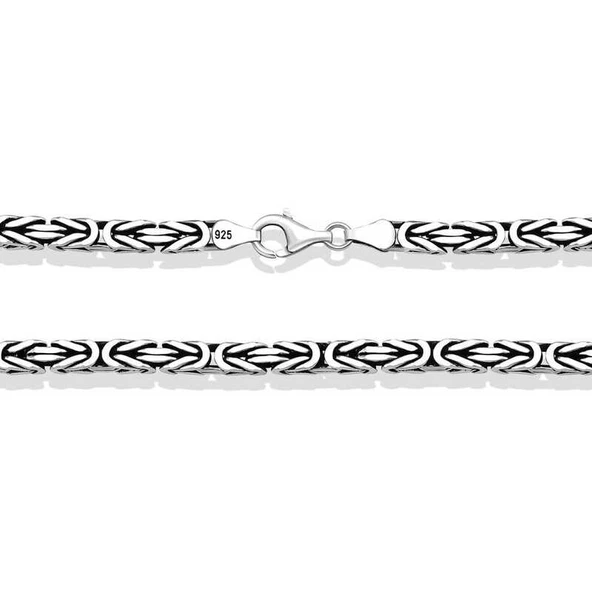 VGD Gumush Gümüş Kral Zincir - 4 mm Köşeli