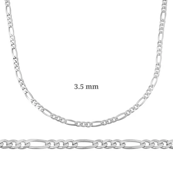 VGD Gumush 3.5 mm Gümüş Figaro Zincir - 100 mikron