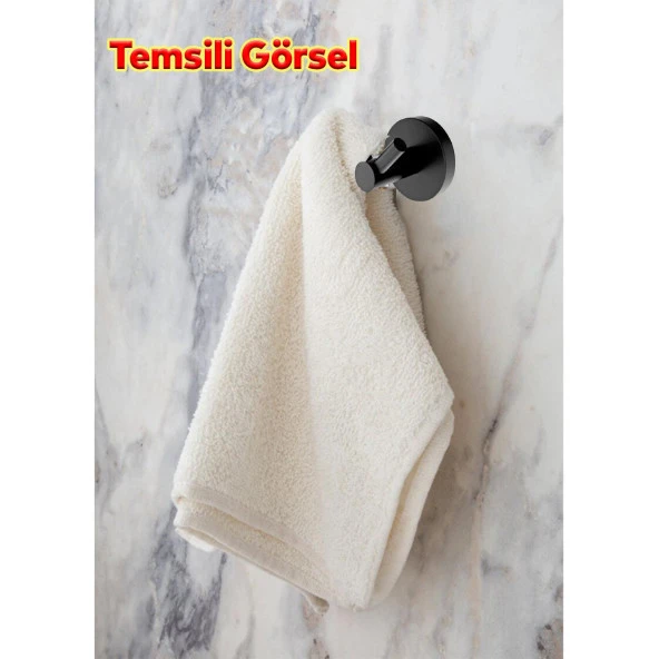 Siyah Renk Metal Sağlam Banyo Lavabo 2li Askılık Aparat Bornoz Havlu Asma Askı Vidalı - 5