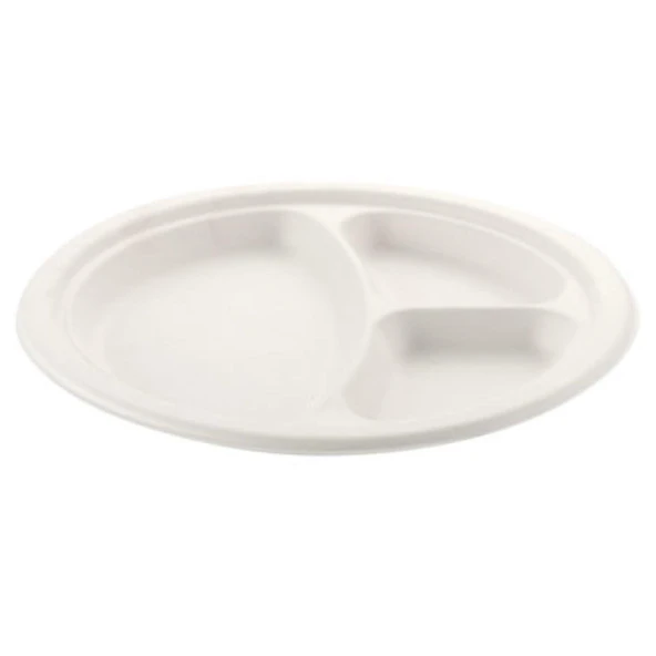 Roll-Up Nature Ekolojik Karton Kağıt Tek Kullanımlık 3 Bölmeli Tabak - 26 Cm. - 50 Adetlik 3 Paket - Resim 6