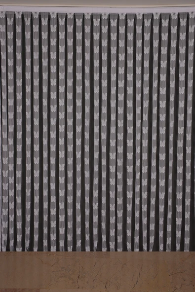 KELEBEK MODEL KIRIK BEYAZ RENK İP PERDE HAZIR DÜĞMELERİ DİKİLMİŞ İP PERDE 300*270 cm ürün görseli