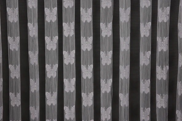 KELEBEK MODEL KIRIK BEYAZ RENK İP PERDE HAZIR DÜĞMELERİ DİKİLMİŞ İP PERDE 300*270 cm - Resim 3