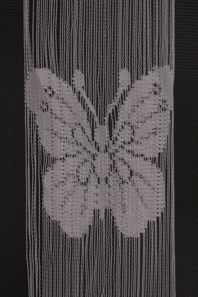 KELEBEK MODEL KIRIK BEYAZ RENK İP PERDE HAZIR DÜĞMELERİ DİKİLMİŞ İP PERDE 300*270 cm - Resim 4