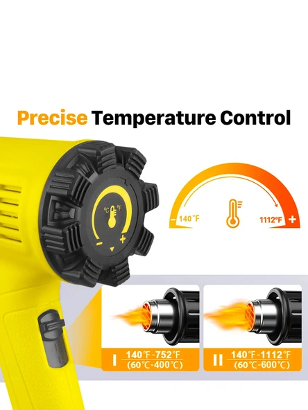 Germany Style GRM9011 Sıcak Hava Tabancası Bakır Sargılı 2000 Watt Hem Sıcak Hem Soğuk - 2