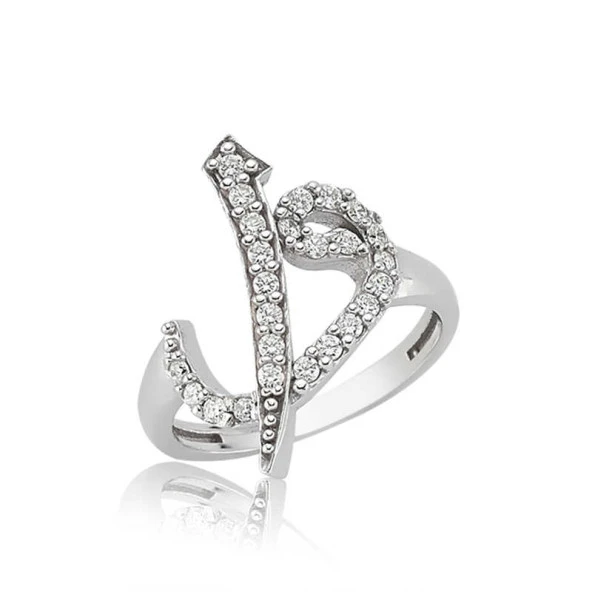 VGD Gümüş Elif Vav Bayan Yüzük ürün görseli 1