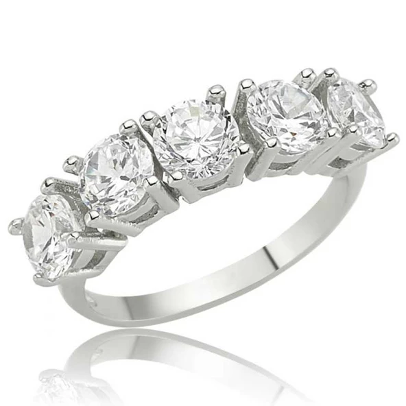 VGD Gumush Gümüş 5 Taş Bayan Yüzük ürün görseli 1