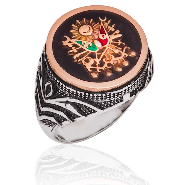 VGD Gumush Gümüş Osmanlı Devlet Armalı Erkek Yüzük ürün görseli 1