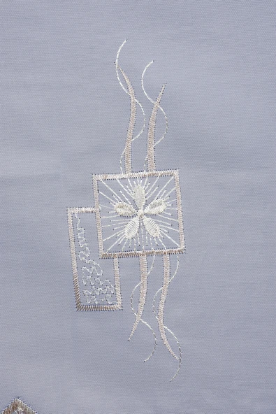 BRODE 1120 DESEN BEYAZ RENK TEK KANAT Hazır dikilmiş Pileli Fon Perde 300*260 cm - Resim 4