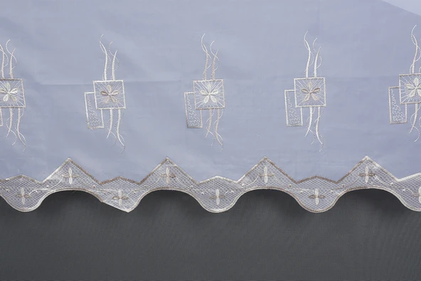 BRODE 1120 DESEN BEYAZ RENK TEK KANAT Hazır dikilmiş Pileli Fon Perde 300*260 cm - Resim 3