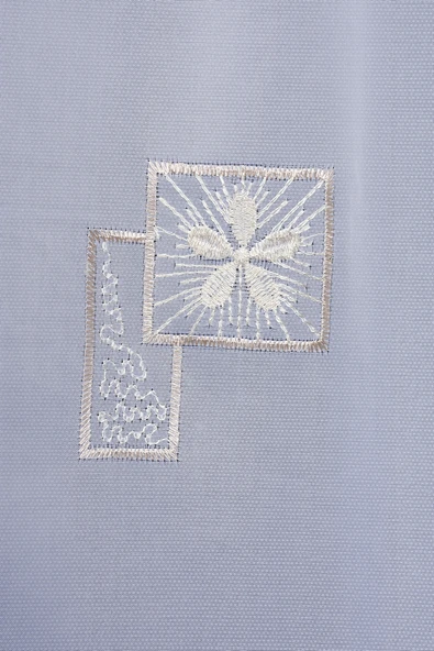 BRODE 1120 DESEN BEYAZ RENK TEK KANAT Hazır dikilmiş Pileli Fon Perde 300*260 cm - Resim 5