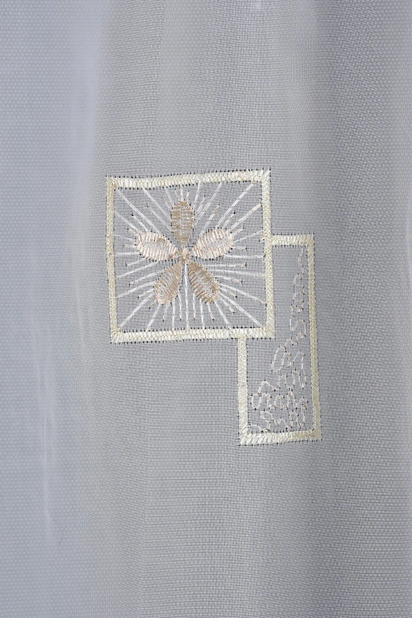 BRODE 1250 DESEN KREM RENK TEK KANAT Hazır dikilmiş Pileli Fon Perde 300*260 cm - Resim 2