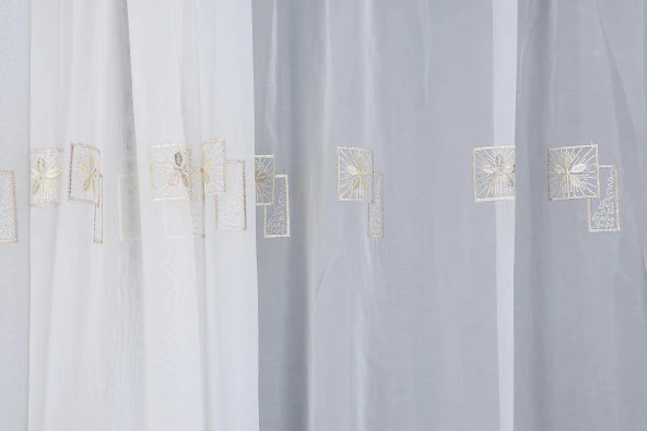 BRODE 1250 DESEN KREM RENK TEK KANAT Hazır dikilmiş Pileli Fon Perde 300*260 cm - Resim 3