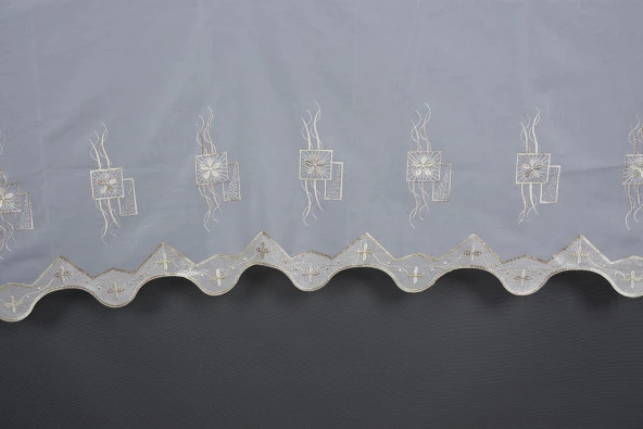 BRODE 1250 DESEN KREM RENK TEK KANAT Hazır dikilmiş Pileli Fon Perde 300*260 cm - Resim 4