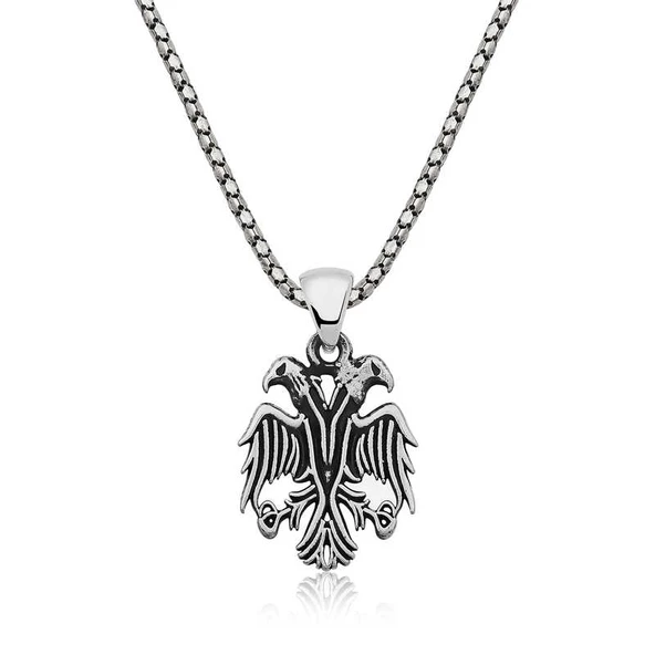 VGD Gumush Gümüş Çift Başlı Kartal Erkek Kolye