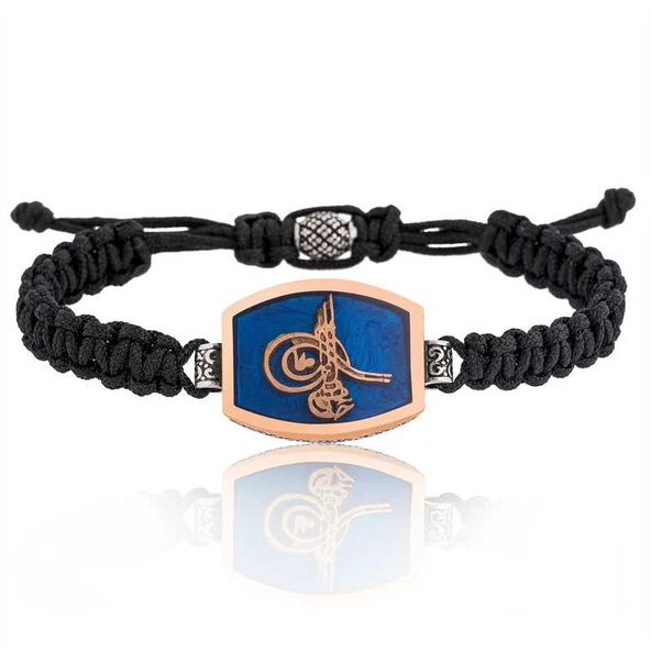 VGD Gümüş Tuğralı Makrome Erkek Bileklik