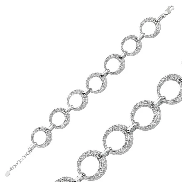 VGD Gumush Gümüş Taşlı Halka Bayan Bileklik