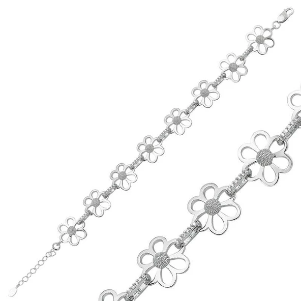 VGD Gumush Gümüş Çiçek Bayan Bileklik