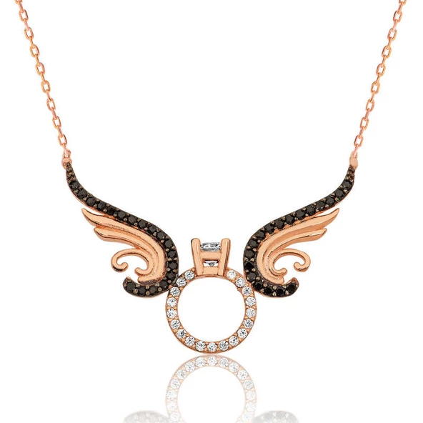 VGD Gumush Gümüş Tek Taş Melek Bayan Kolye ürün görseli 1