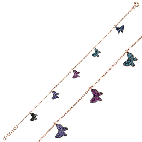 VGD Gumush Gümüş Rose Kelebek Bayan Bileklik