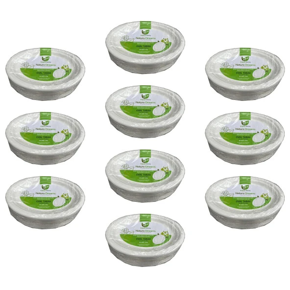 Roll-Up Nature Ekolojik Karton Kağıt Tek Kullanımlık Oval Tabak - 20x26 Cm. - 50 Adetlik 10 Paket