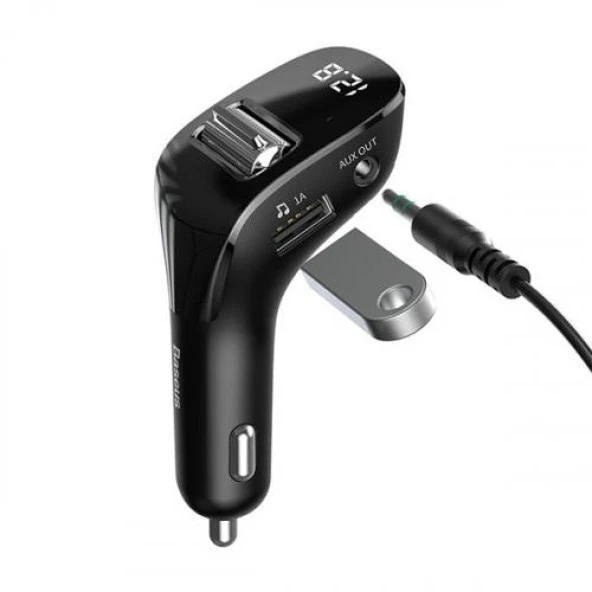 Baseus Bluetooth Araç FM Transmitter AUX  Wireless MP3 Fm Transmitter Araç Şarj Başlık Müzik Kiti