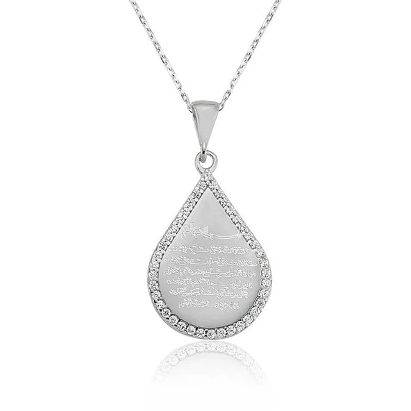 VGD Gumush Gümüş Damla Ayetel Kürsi Bayan Kolye ürün görseli
