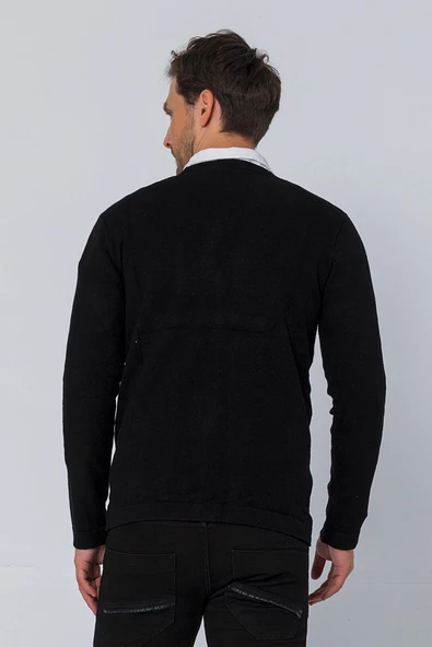 Erkek Regular Fit Düğmeli V Yaka Hırka - 3