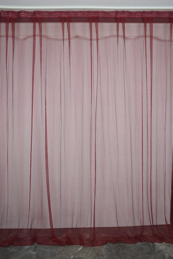 TERGAL KARELİ BORDO RENK TEK KANAT Hazır dikilmiş Pileli Fon Perde 300*260 cm ürün görseli