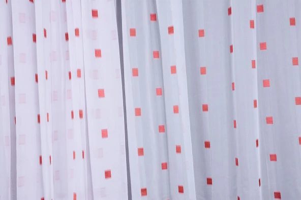 TERGAL KARELİ BORDO RENK TEK KANAT Hazır dikilmiş Pileli Fon Perde 300*260 cm - Resim 2